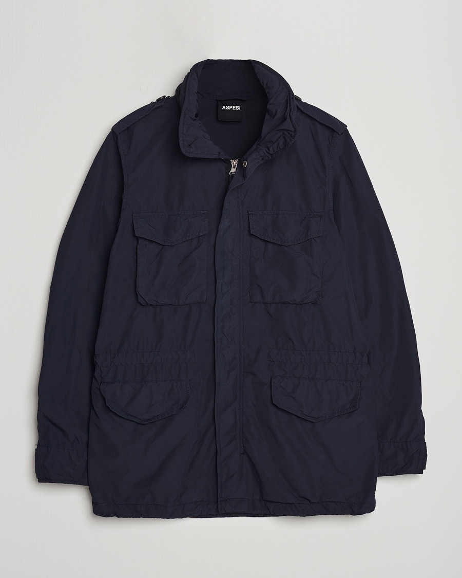 Aspesi Giubotto Garment Dyed Field Jacket Navy – Sininen