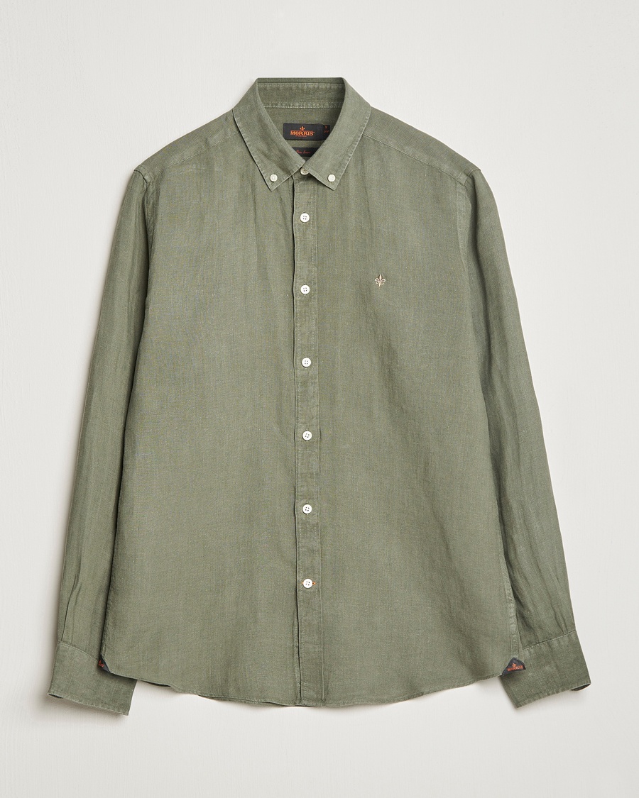 Morris Douglas Linen Button Down Shirt Olive – Vihreä