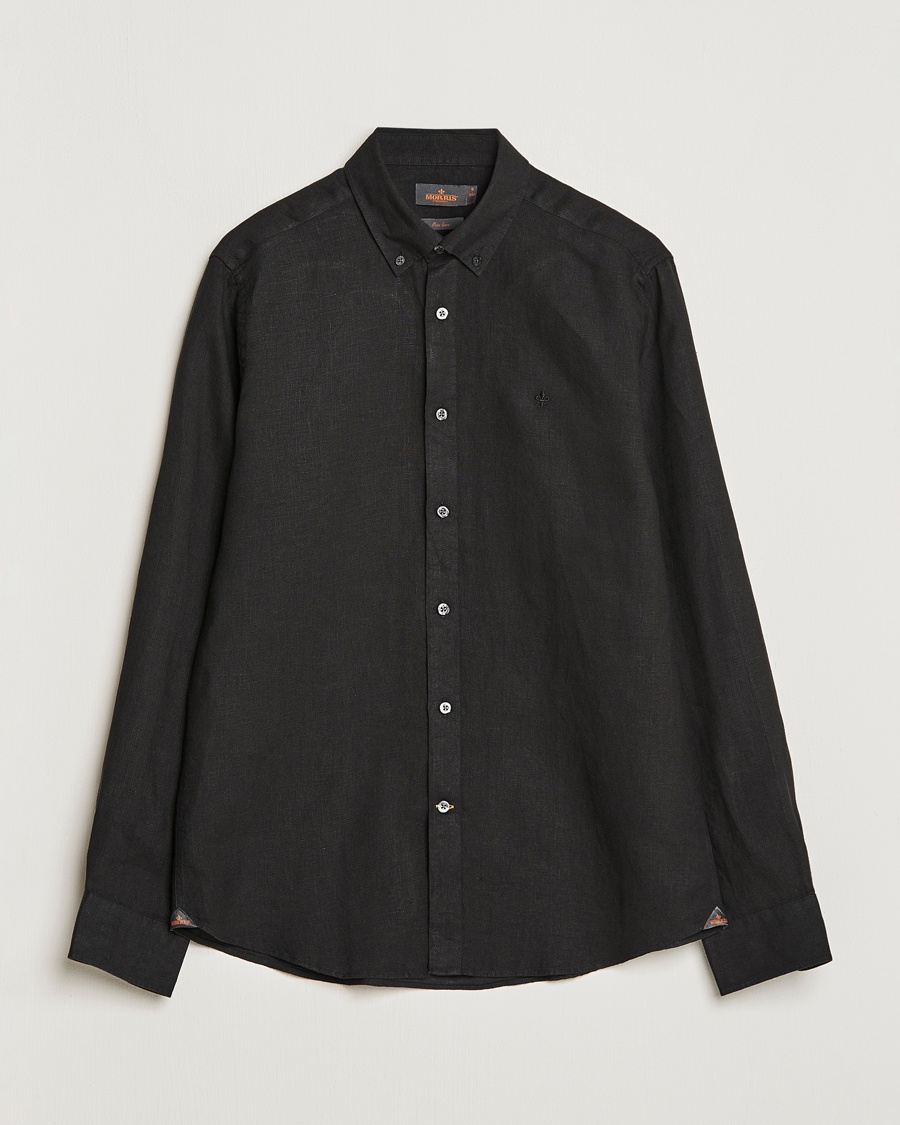 Morris Douglas Linen Button Down Shirt Black – Musta