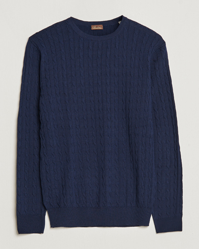Mies |  | Stenströms | Merino Cable Crew Neck Navy