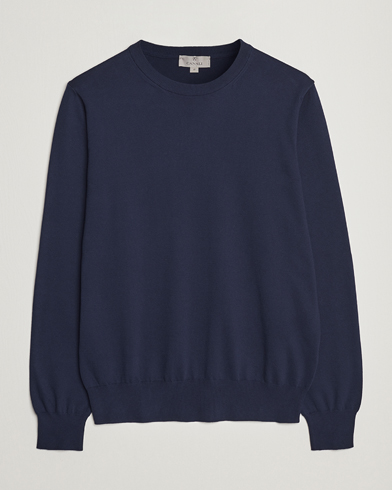 Mies | Canali | Canali | Cotton Crew Neck Pullover Navy