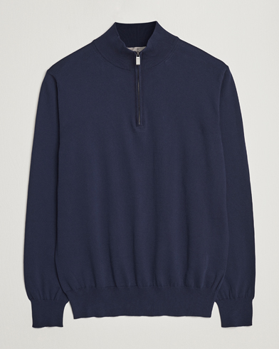 Mies |  | Canali | Cotton Half Zip Sweater Navy