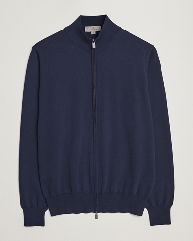 Mies |  | Canali | Cotton Full Zip Sweater Navy