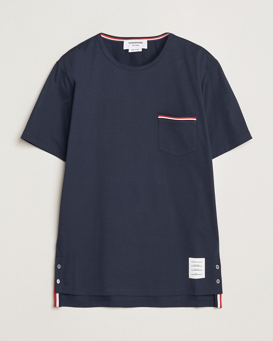 Thom Browne Short Sleeve Pocket T-Shirt Navy – Sininen