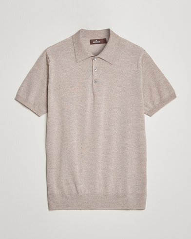 Miehet |  | Morris Heritage | Short Sleeve Knitted Polo Shirt Khaki