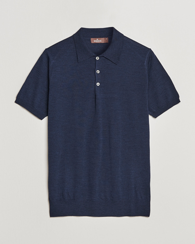 Mies |  | Morris Heritage | Short Sleeve Knitted Polo Shirt Navy