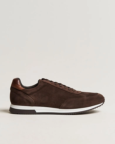 Mies |  | Design Loake | Loake 1880 Bannister Running Sneaker Dark Brown Suede