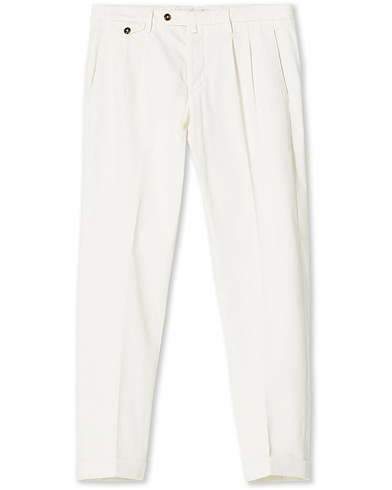  Easy Fit Pleated Cotton Chinos Cream
