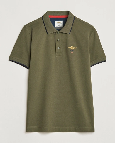 Mies | Lyhythihaiset pikeepaidat | Aeronautica Militare | Garment Dyed Cotton Polo Green
