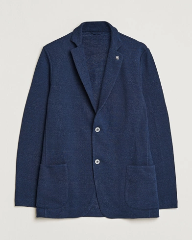 Mies | Pikkutakit | Gran Sasso | Structured Cotton/Linen Blazer Navy