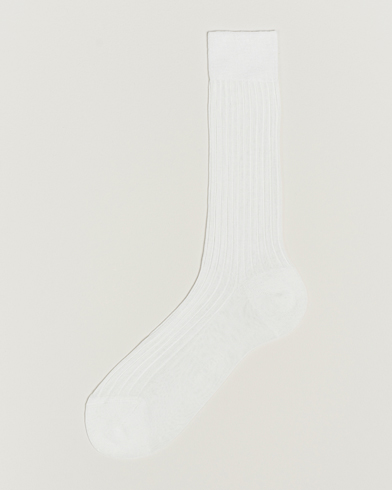 Mies | Bresciani | Bresciani | Cotton Ribbed Short Socks White