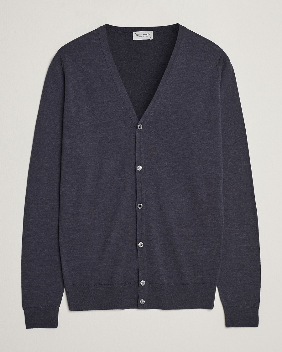 John Smedley Petworth Extra Fine Merino Cardigan Hepburn Smoke – Harmaa