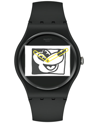 Mies | Alennusmyynti kellot | Swatch | x Keith Haring Mickey Blanc sur Noir