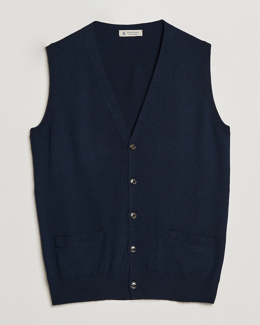 Piacenza Cashmere Cashmere Sleeveless Cardigan Navy – Sininen