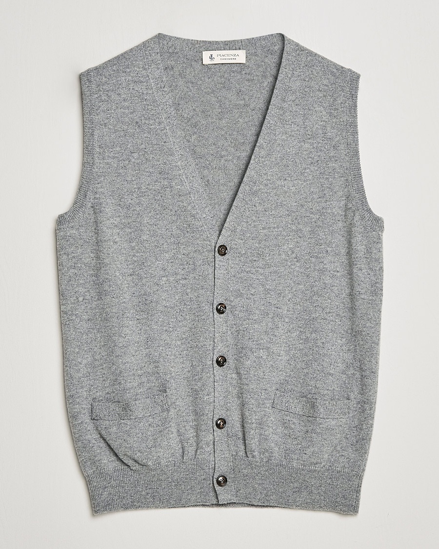 Piacenza Cashmere Cashmere Sleeveless Cardigan Light Grey – Harmaa