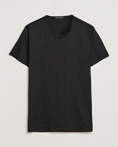 Mies | Luxury Brands | Zegna | Filoscozia Fine Cotton Crew Neck T-Shirt Black