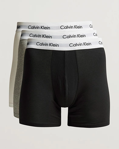 Mies | Trunks | Calvin Klein | Cotton Stretch 3-Pack Boxer Breif Black/Grey/White