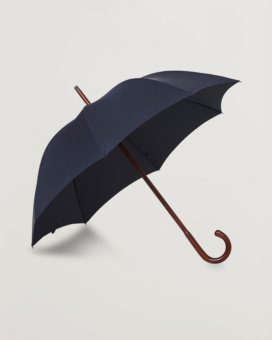 Fox Umbrellas Polished Cherrywood Solid Umbrella Navy – Sininen