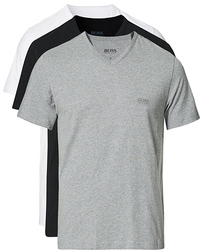 Miehet | Vaatteet | BOSS | 3-Pack V-Neck T-Shirt Black/Grey/White