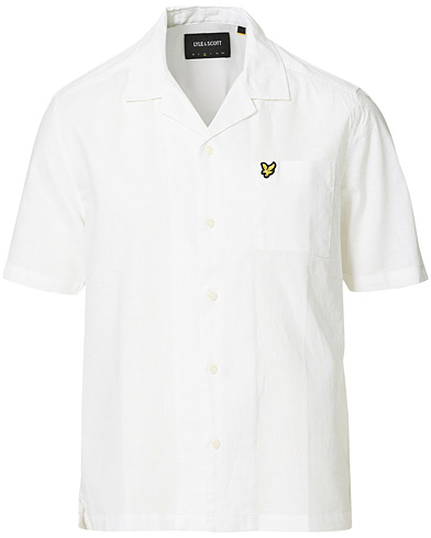Lyhythihaiset kauluspaidat |  Cotton/Linen Camp Collar Short Sleeve Shirt White