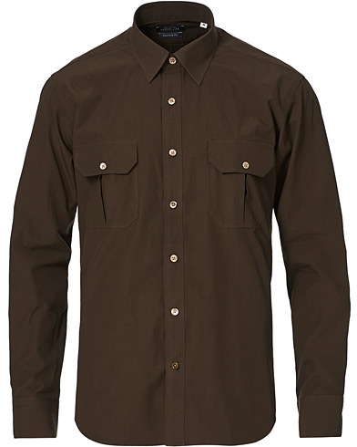 Mies |  | Kamakura Shirts | Double Pocket Overshirt Brown