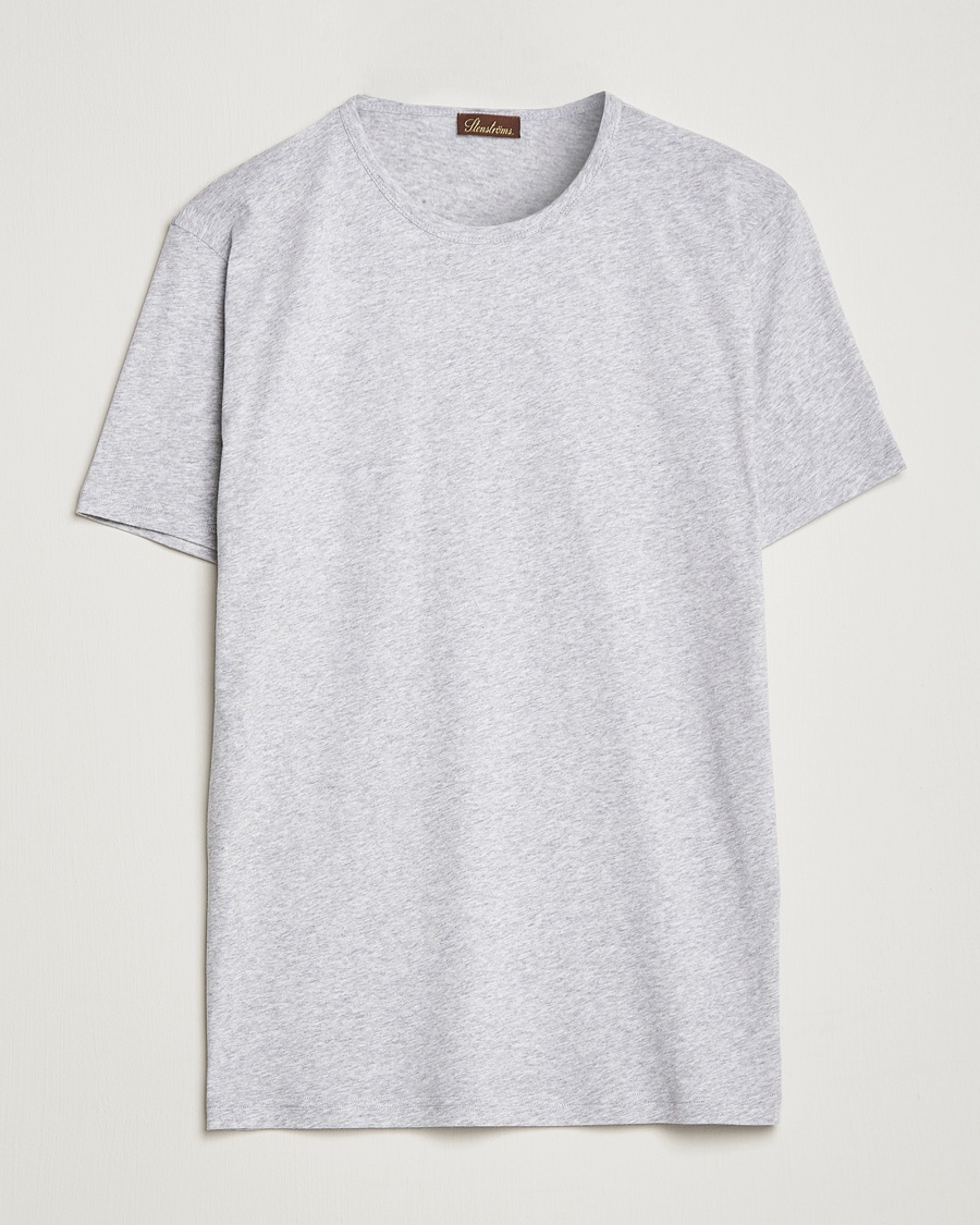 Stenströms Solid Cotton T-Shirt Grey Melange – Harmaa