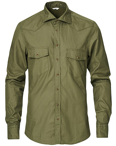 Rennot paidat |  Slimline Garment Washed Pocket Shirt Green