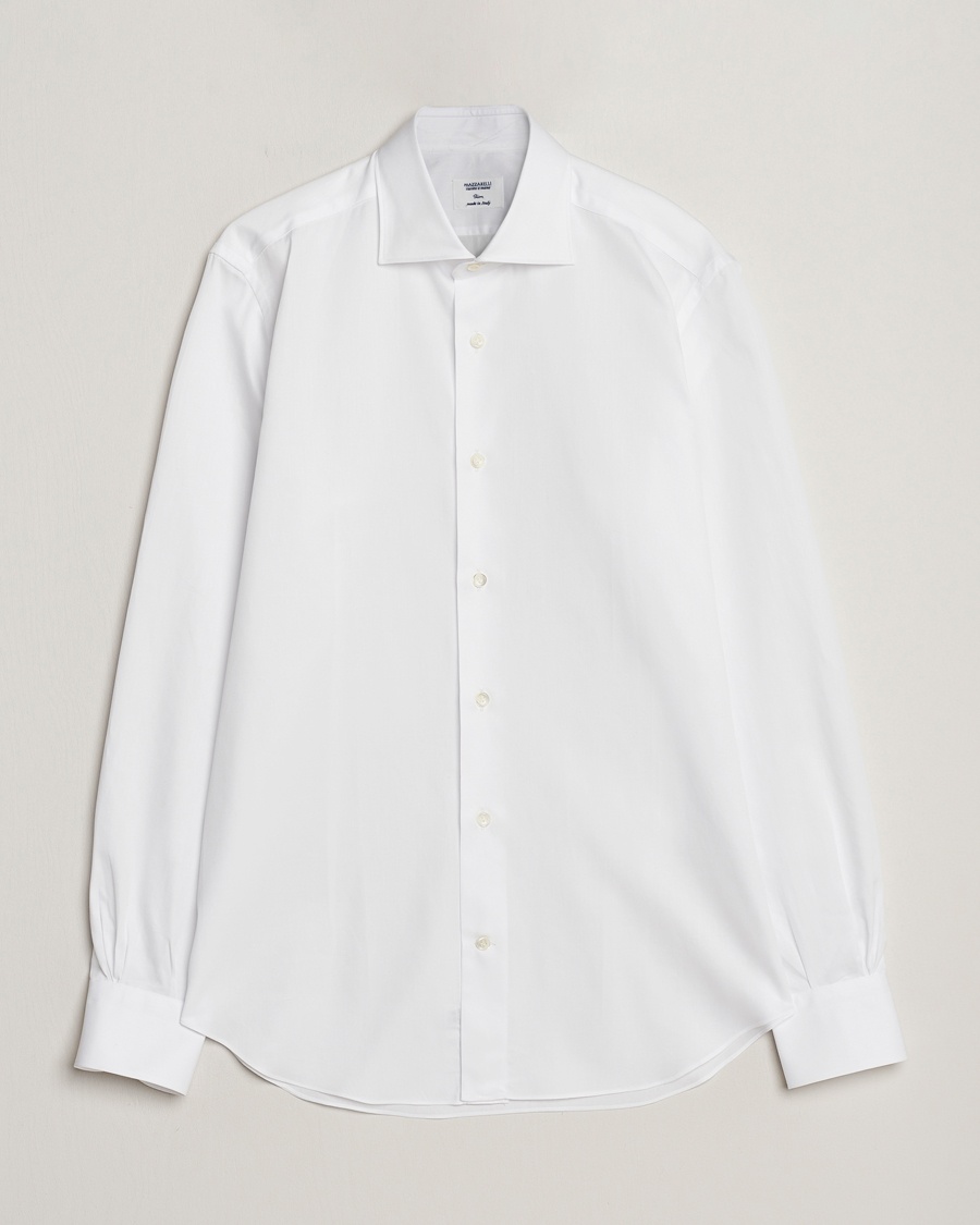 Mazzarelli Soft Cotton Cut Away Shirt White – Valkoinen
