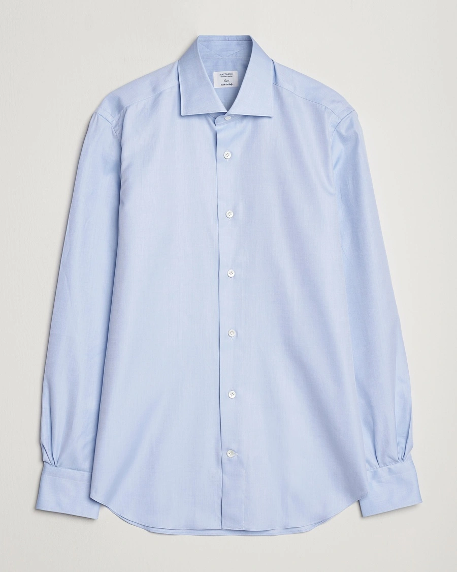 Mazzarelli Soft Cotton Cut Away Shirt Light Blue – Sininen