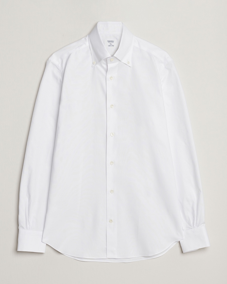 Mazzarelli Soft Oxford Button Down Shirt White – Valkoinen