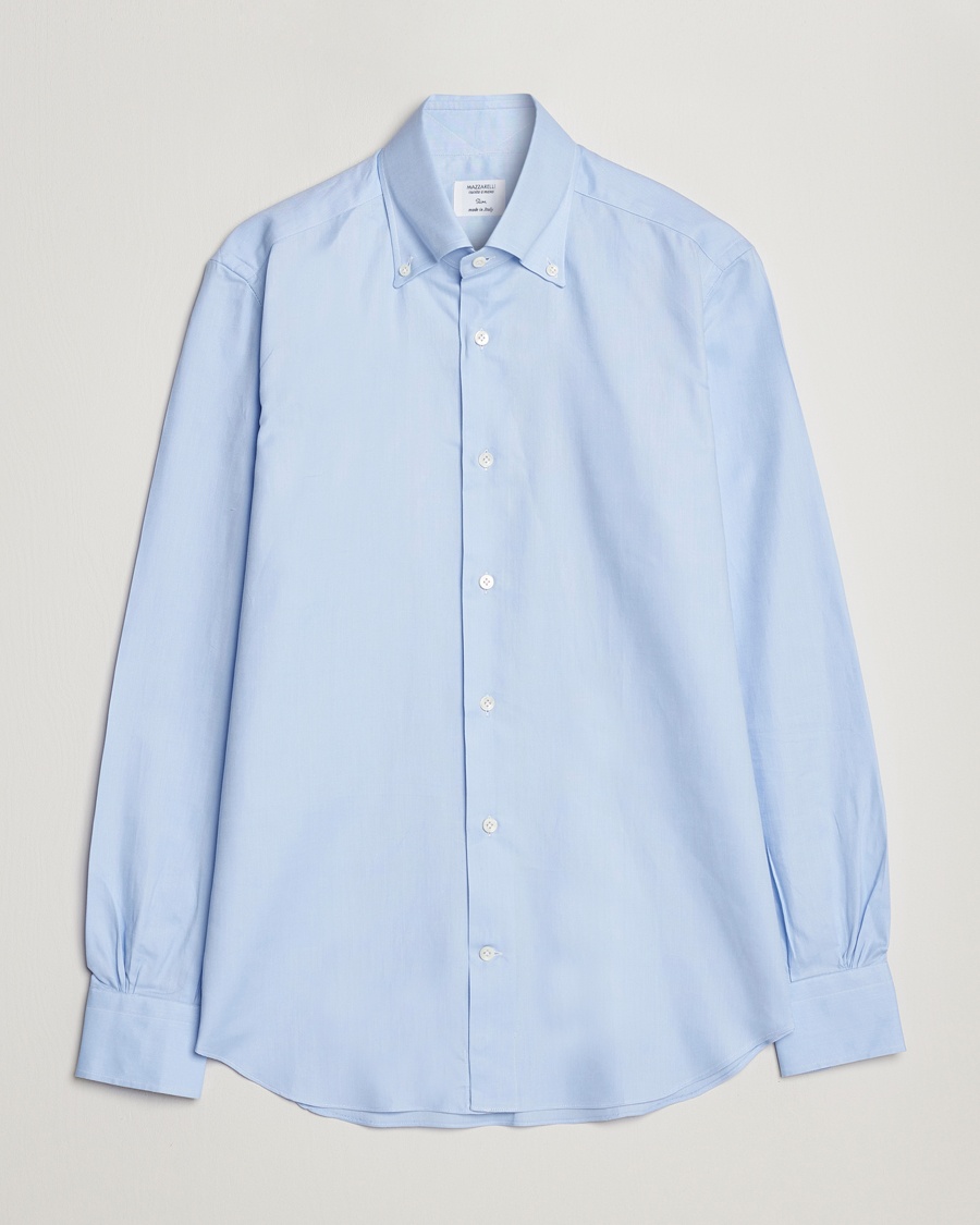 Mazzarelli Soft Oxford Button Down Shirt Light Blue – Sininen