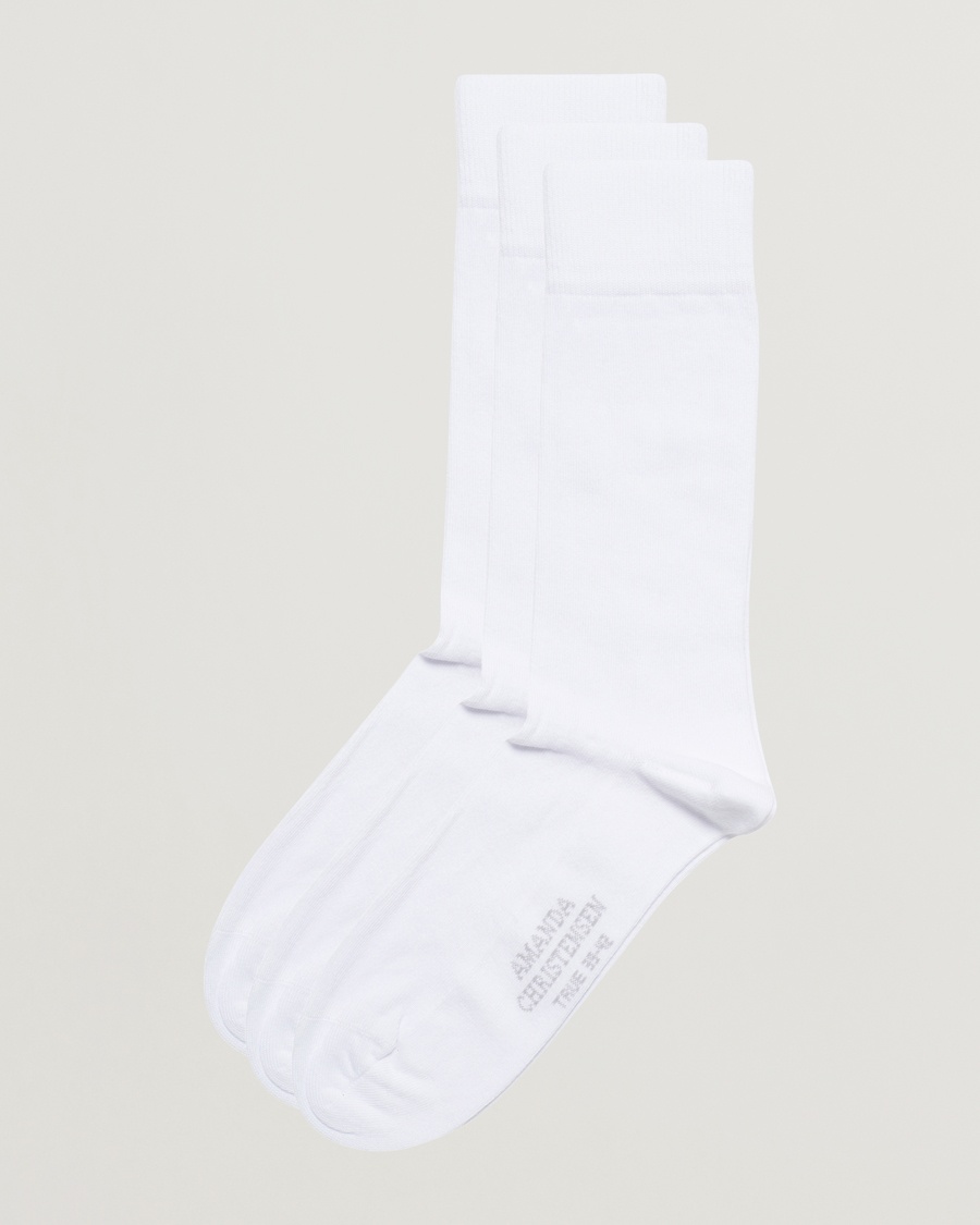 Amanda Christensen 3-Pack True Cotton Socks White – Valkoinen