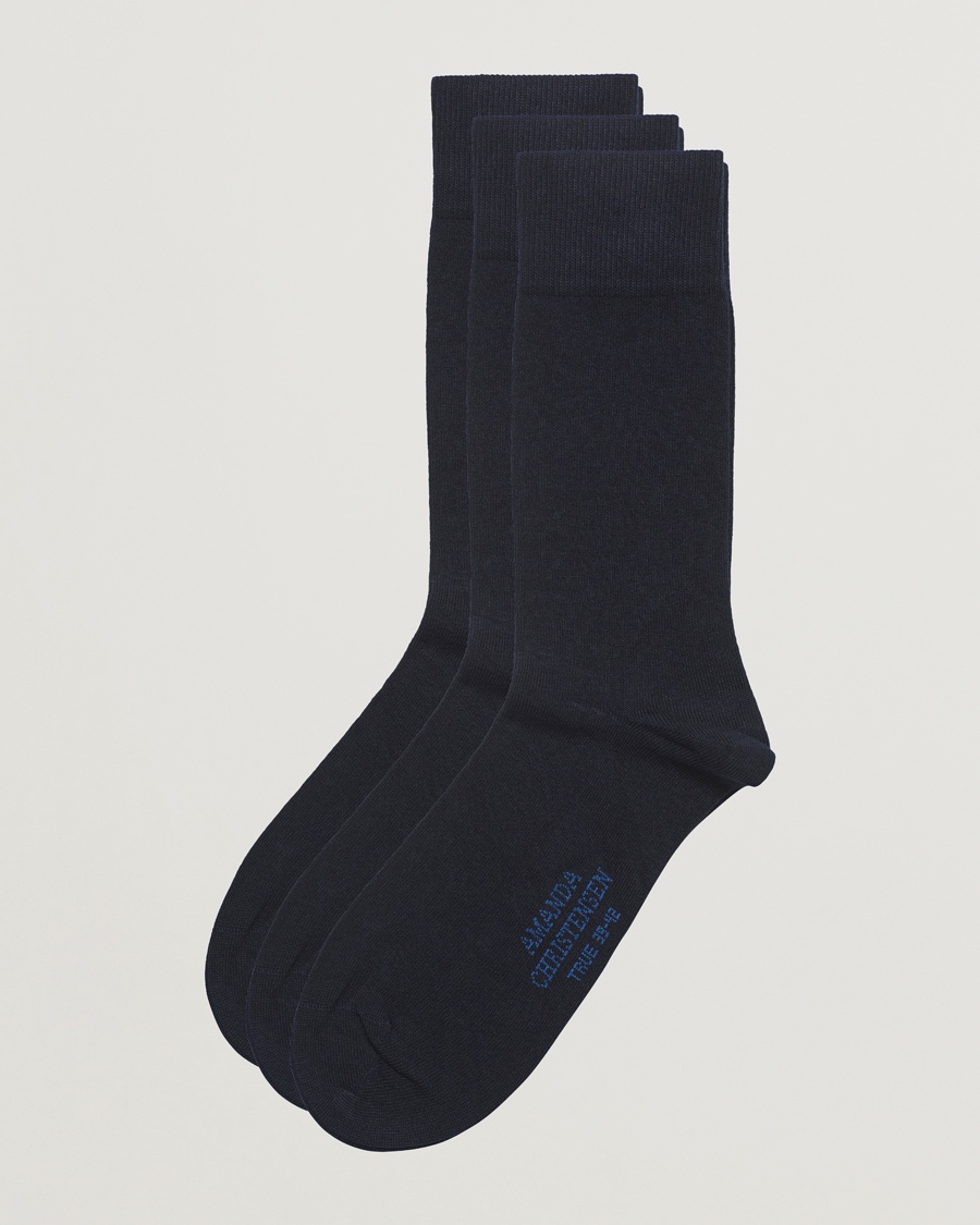Amanda Christensen 3-Pack True Cotton Socks Dark Navy – Sininen