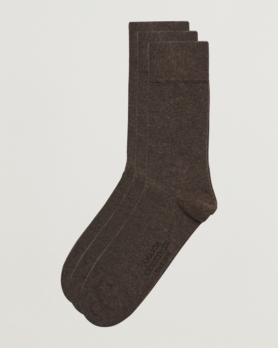 Amanda Christensen 3-Pack True Cotton Socks Brown Melange – Ruskea