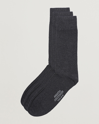 Mies | Varrelliset sukat | Amanda Christensen | 3-Pack True Cotton Socks Antrachite Melange