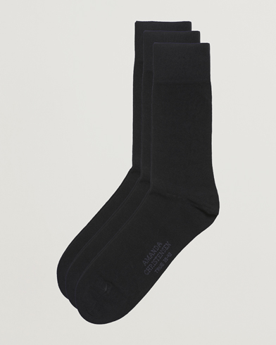 Mies | Varrelliset sukat | Amanda Christensen | 3-Pack True Cotton Socks Black