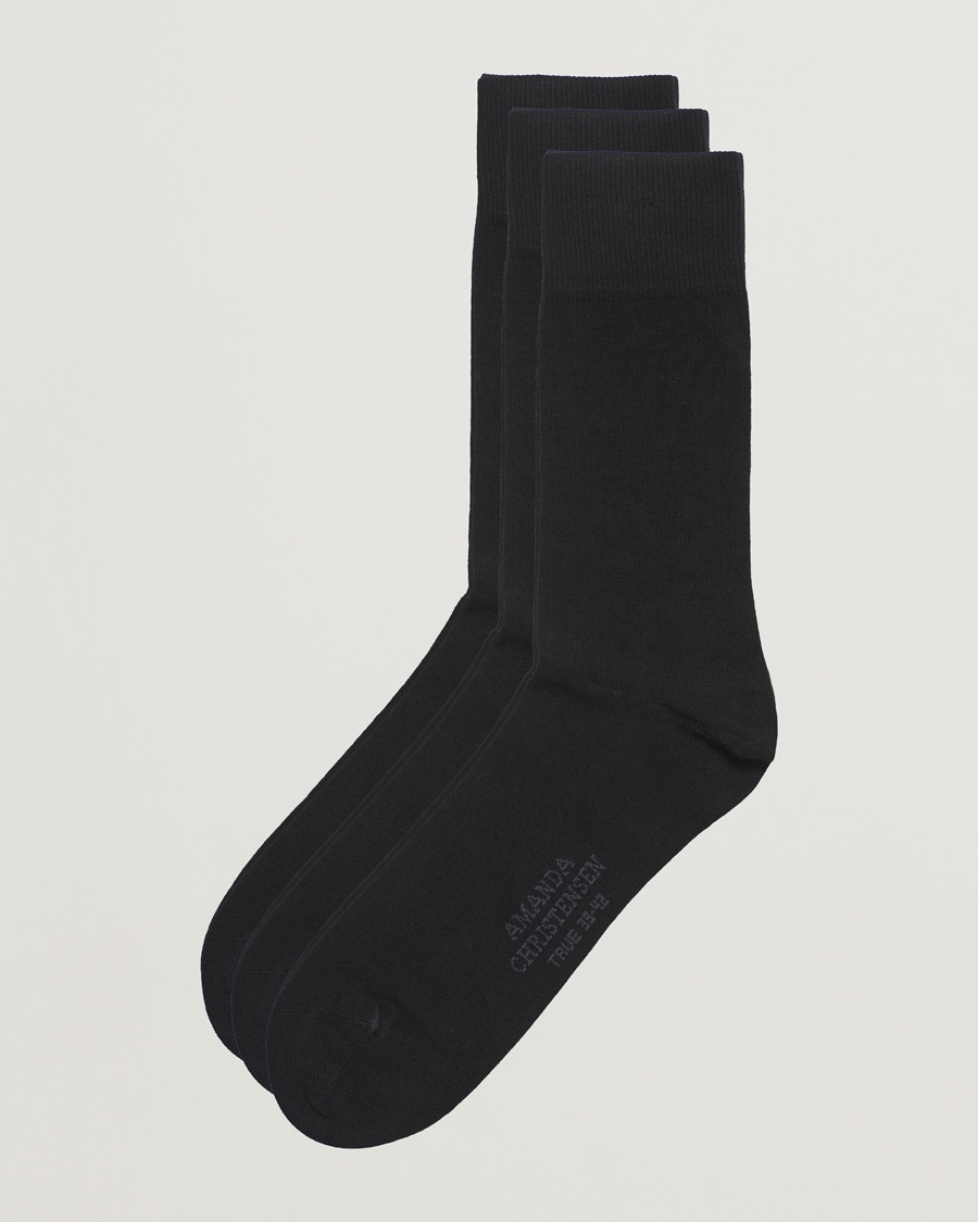 Amanda Christensen 3-Pack True Cotton Socks Black – Musta