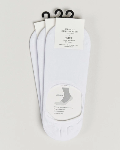 Mies | Amanda Christensen | Amanda Christensen | 3-Pack True Cotton Invisible Socks White