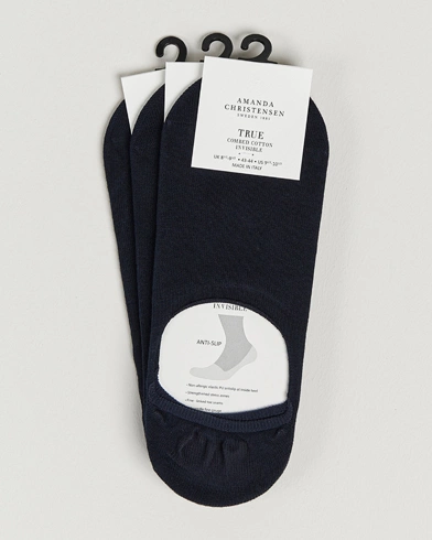 Mies | Amanda Christensen | Amanda Christensen | 3-Pack True Cotton Invisible Socks Dark Navy