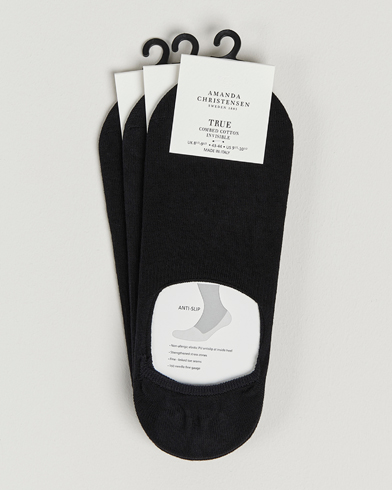 Nilkkasukat |  3-Pack True Cotton Invisible Socks Black