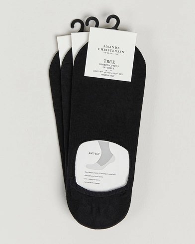 Mies | Sukat | Amanda Christensen | 3-Pack True Cotton Invisible Socks Black
