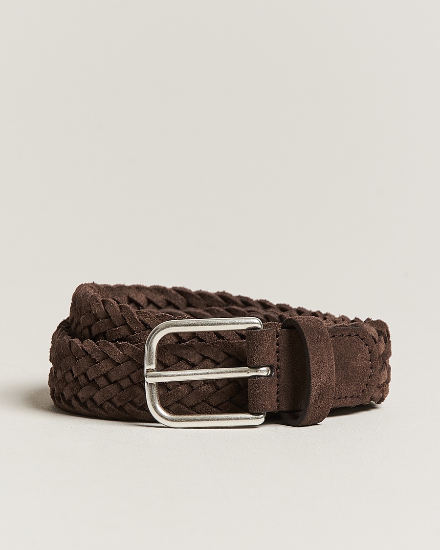 Anderson's Woven Suede Belt 3 cm Dark Brown – Ruskea