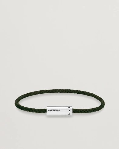 Mies | Luxury Brands | LE GRAMME | Nato Cable Bracelet Khaki/Sterling Silver 7g