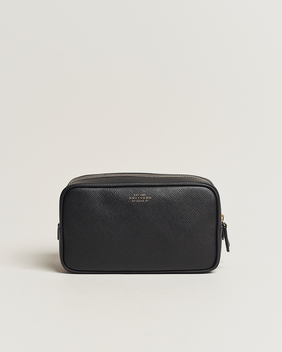 Smythson Panama Double Zip Washbag Black – Musta