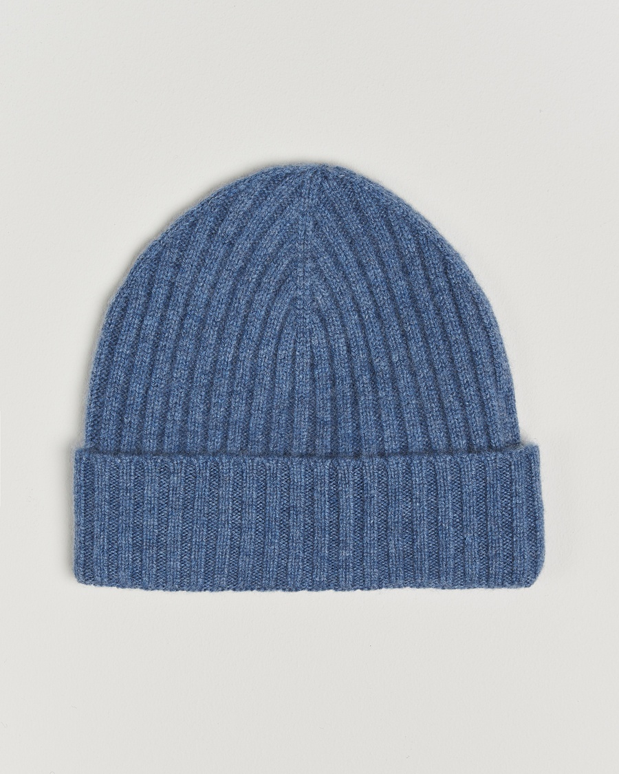 Amanda ChristensenRib Knitted Cashmere CapBlue Melange – Sininen