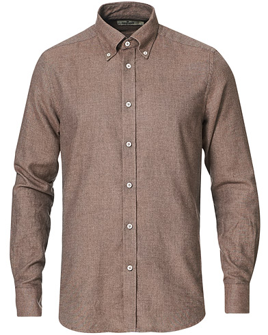 Flanellipaidat |  Structured Button Down Flannel Shirt  Brown