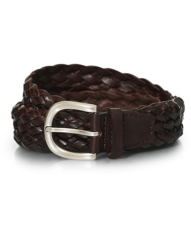 Italialaiset merkit |  Braided Leather Belt 3 cm Dark Brown