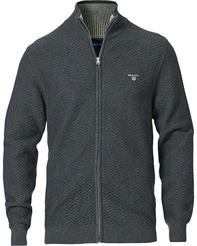 Vetoketjullinen Pusero |  Triangle Texture Full Zip Sweater Antracit Melange