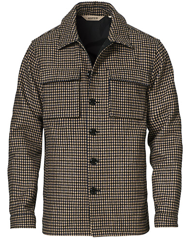 Paitatakit |  Tigre Houndstooth Wool Shirt Jacket Grey