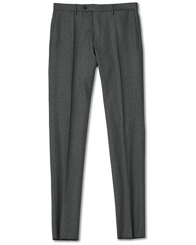 Mies | Flanellihousut | Incotex | Slim Fit Washable Flannel Trousers Grey Melange